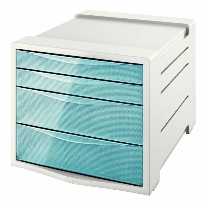 ESSELTE GROUP Cassettiera da scrivania Colour'ICE (A4, 24.5 cm  x 28.5 cm  x 36.5 cm, Grigio chiaro, Blu, Bianco)