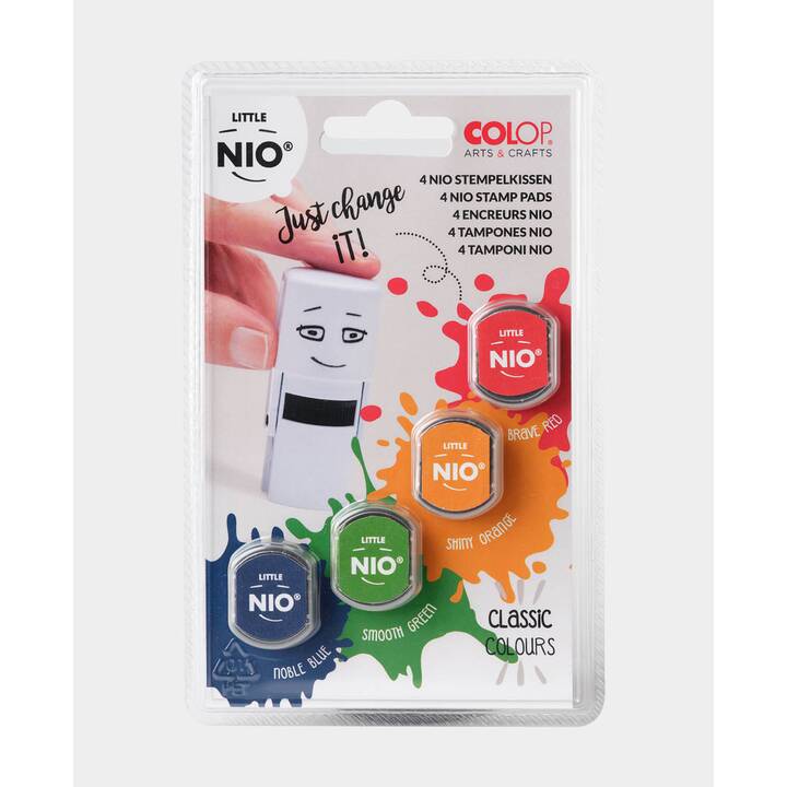 COLOP Cuscinetto per timbro Little Nio (Blu, Arancione, Verde, Rosso, 4 pezzo)