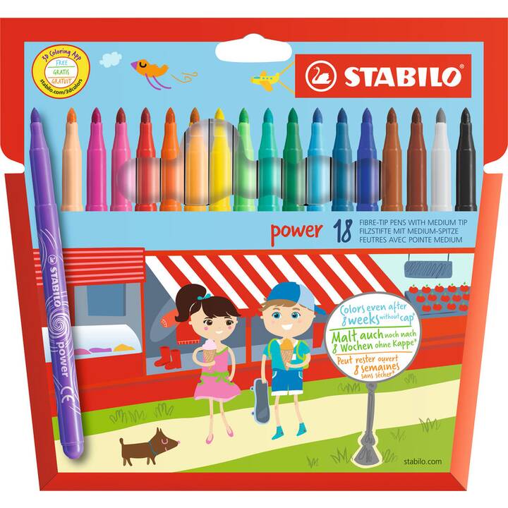 STABILO Crayon feutre (Multicolore, 18 pièce)