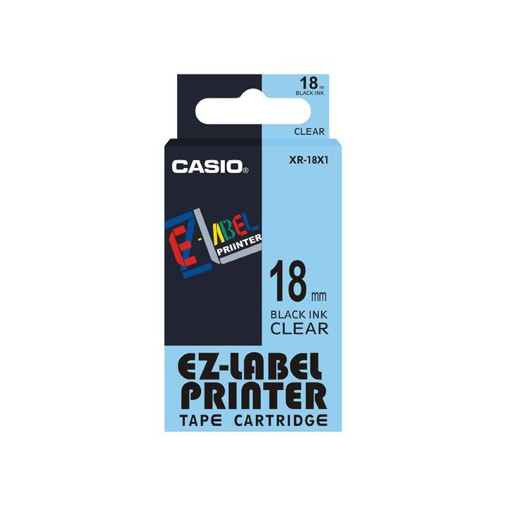 CASIO XR-18X1 Schriftband (Schwarz / Transparent, 18 mm)