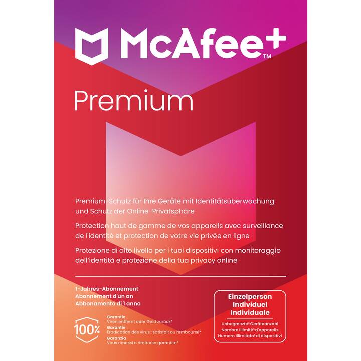MCAFEE+ Premium Individual (Abbonamento, 12 Mesi, Tedesco, Italiano, Francese)
