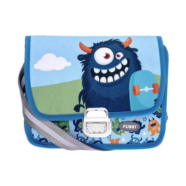 FUNKI Kindergartentasche FluffyMonster (4 l, Hellblau, Blau)