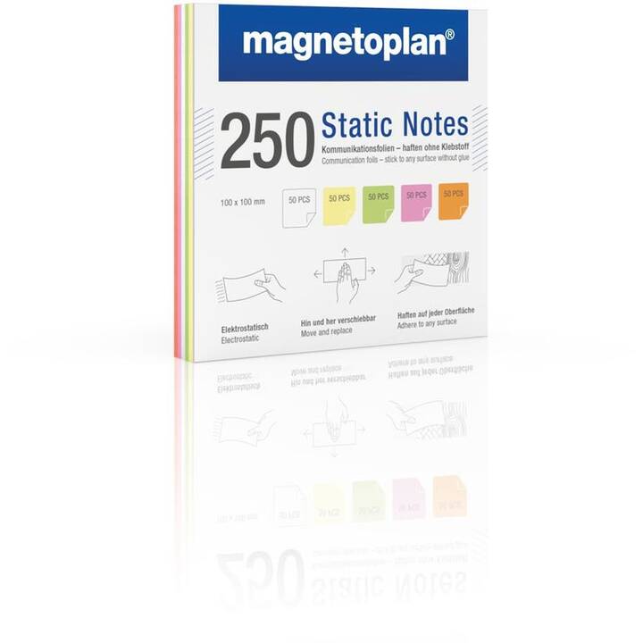 MAGNETOPLAN Notes autocollantes Static (250 feuille, Multicolore)