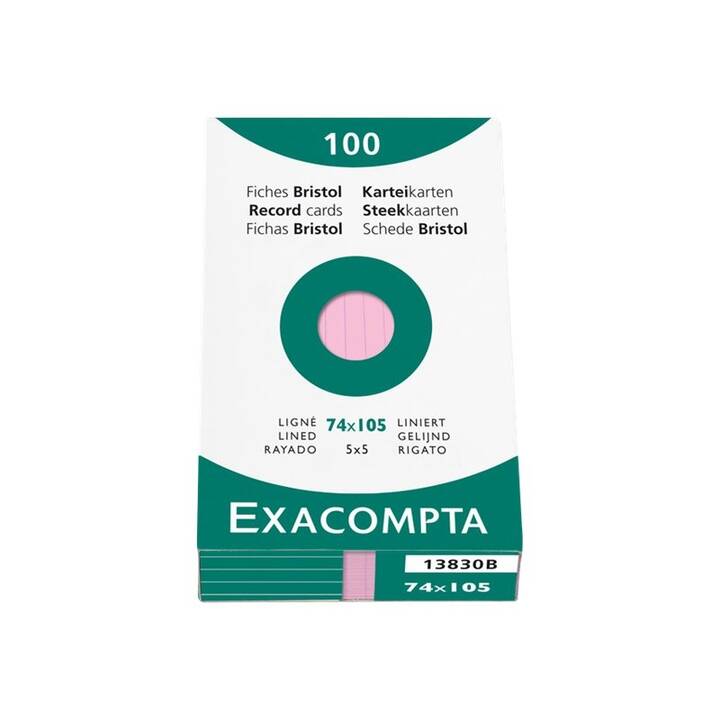 EXACOMPTA Cartes-fiches (A7, Rose, Ligné, 100 pièce)