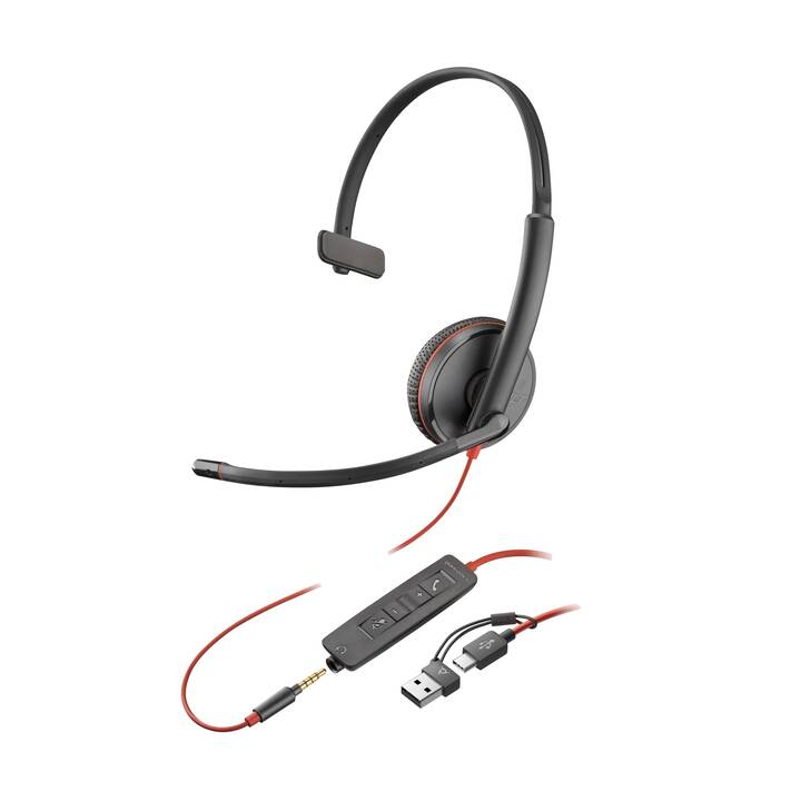 POLY Office Headset Blackwire 3215 (On-Ear, Kabel, Schwarz)