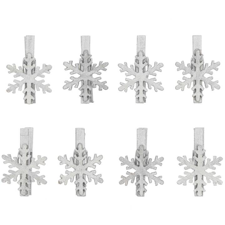 RICO DESIGN Clip décoratif (8 pièce, Flocon de neige)