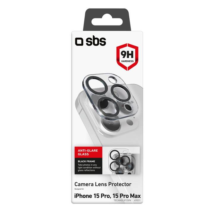 SBS Verre de protection de l'appareil photo (iPhone 15 Pro, iPhone 15 Pro Max, 1 pièce)