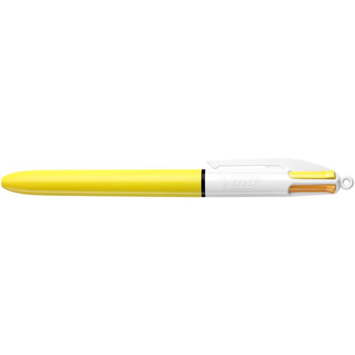 BIC Stylo à bille 4 Colours Sun (Jaune, Mauve, Rose, Orange)