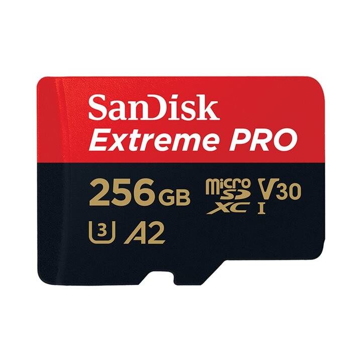 SANDISK MicroSD Extreme Pro (Video Class 30, UHS-I Class 3, 256 GB, 170 MB/s)