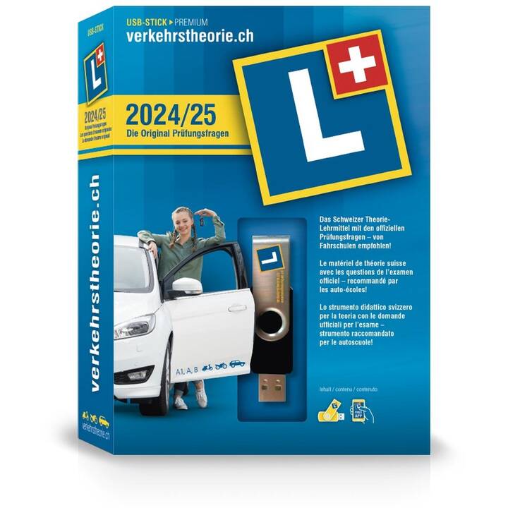 VERKEHRSTHEORIE.CH 2024/25 USB-Stick Kat. A/B (EDU - Educational Version, Deutsch, Italienisch, Französisch)