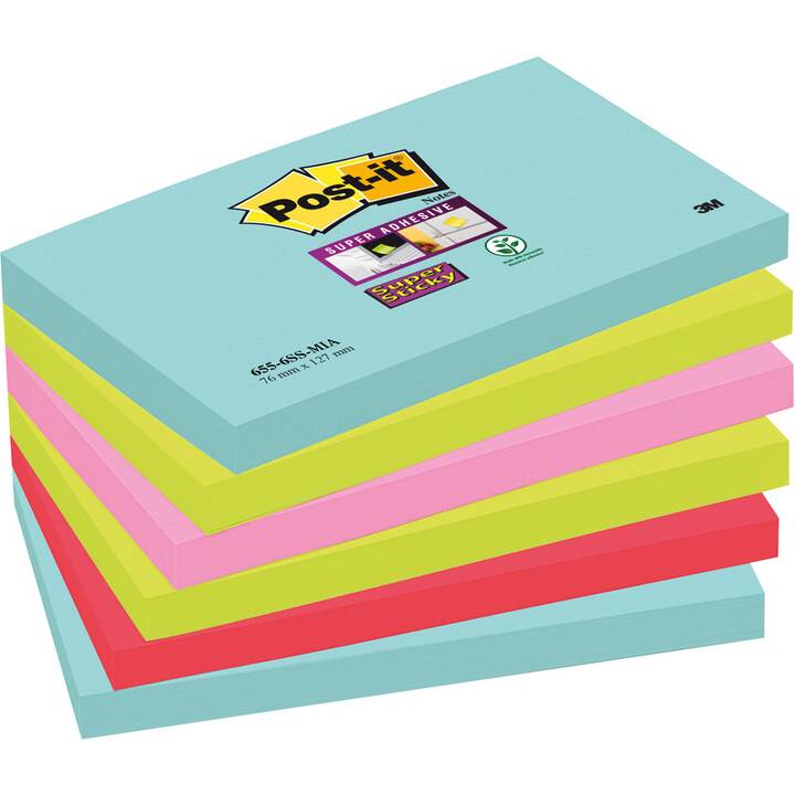 POST-IT Notes autocollantes (6 x 90 feuille, Rouge, Turquoise)