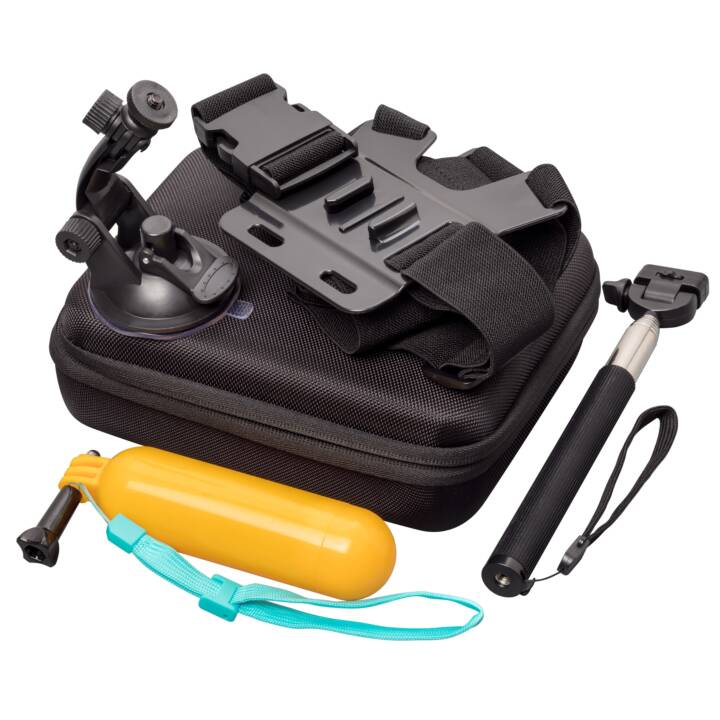 INTERTRONIC Action Cam Kit 10 in 1 Diversi accessori (Nero, Arancione, Blu)