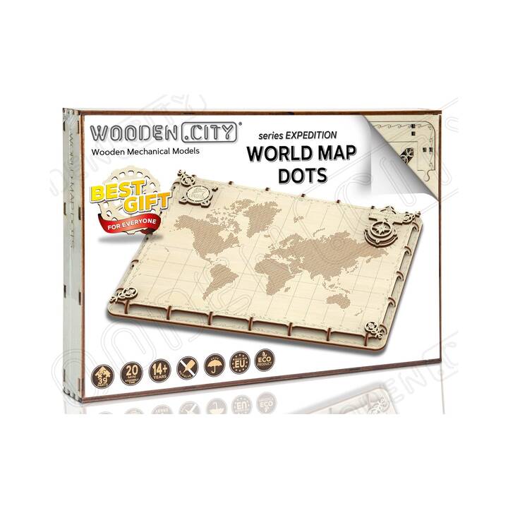 WOODEN CITY World Map Dots (40 pezzo)