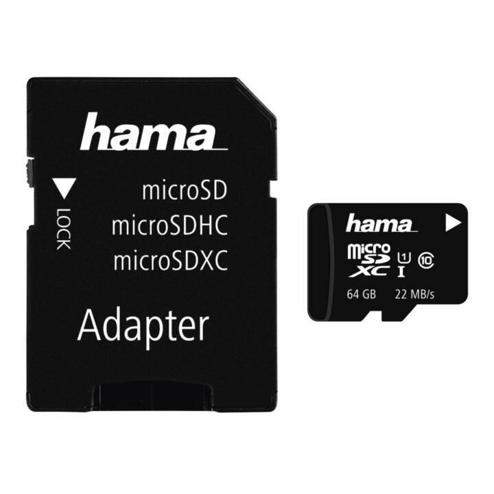 HAMA MicroSDXC 00108077 (UHS-I Class 1, Class 10, 64 GB, 22 MB/s)