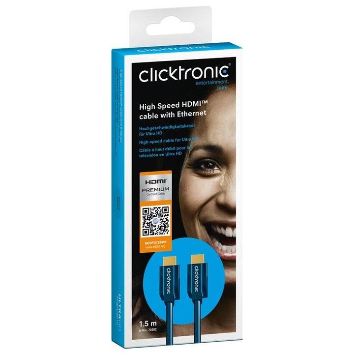 CLICKTRONIC Cavo di giunzione (HDMI Tipo-A, 1.5 m)