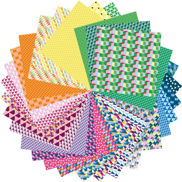 AVENUE MANDARINE Faltpapier Geometric (Mehrfarbig, 60 Stück)