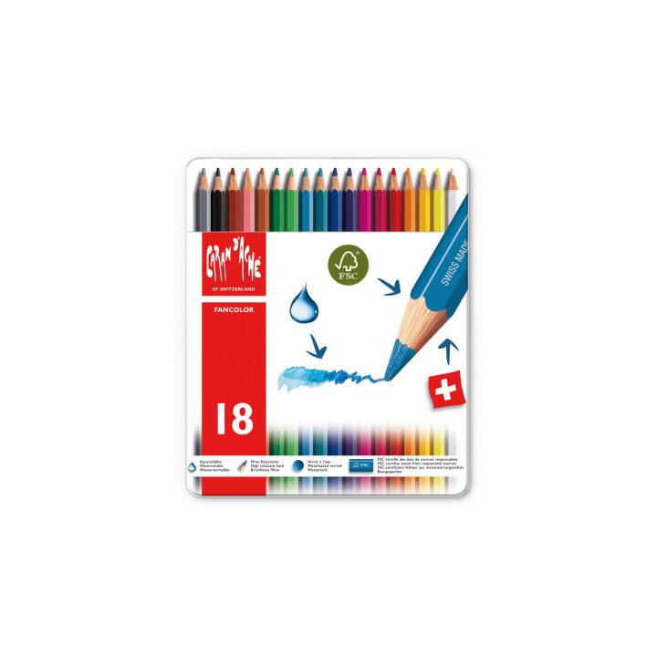 CARAN D'ACHE Crayons de couleur Fancolor (Multicolore, 18 pièce)