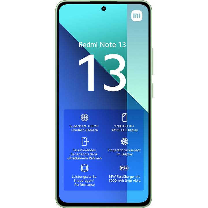 XIAOMI Redmi Note 13 (256 GB, Mintgrün, 6.67", 108 MP)