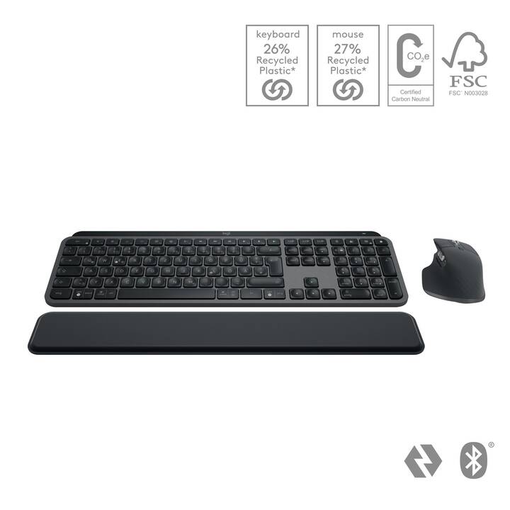 LOGITECH MX Keys S Combo (Bluetooth, USB, Svizzera, Senza fili)