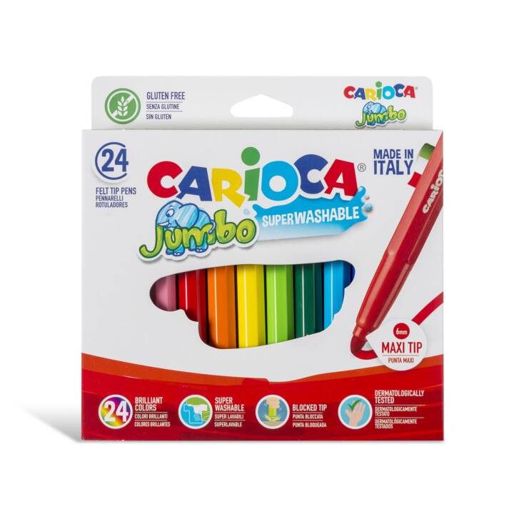 CARIOCA Jumbo Crayon feutre (Multicolore, 24 pièce)