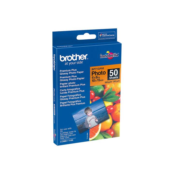 BROTHER BP71-GP50 Carta fotografica (50 foglio, 100x150, 260 g/m2)