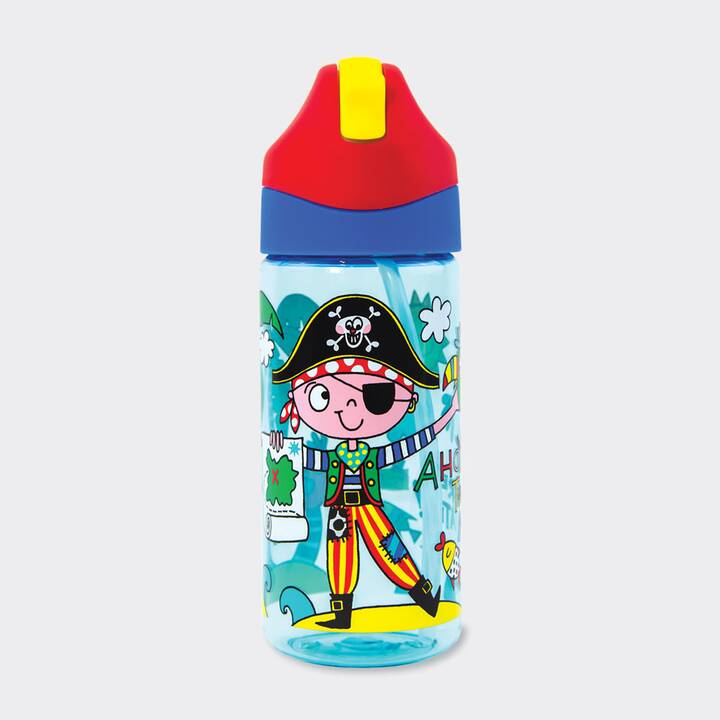 RACHEL ELLEN Bottiglia per bambini Pirat (0.35 l, Transparente, Rosso, Multicolore)