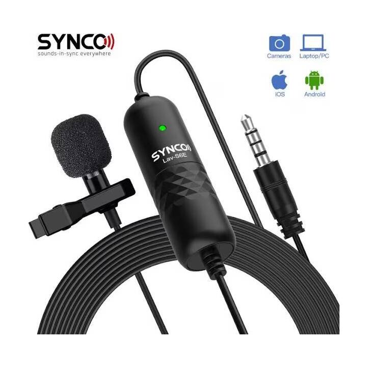 SYNCO S6E Microfono da cravatta (Nero)