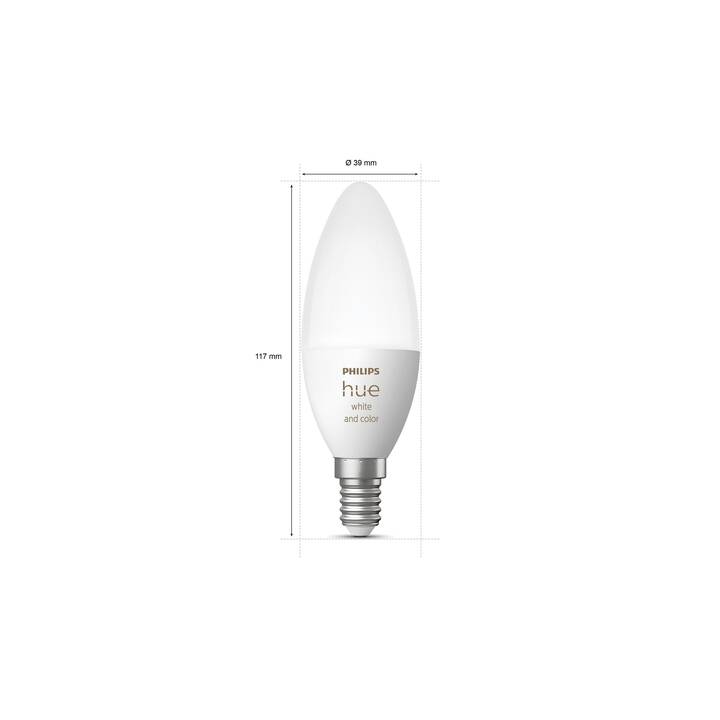 PHILIPS HUE Lampadina LED White & Color Ambiance (E14, Bluetooth, 5.3 W)