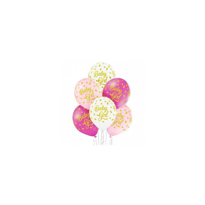 BELBAL Ballon Baby Girl Dots (30 cm, 6 Stück)