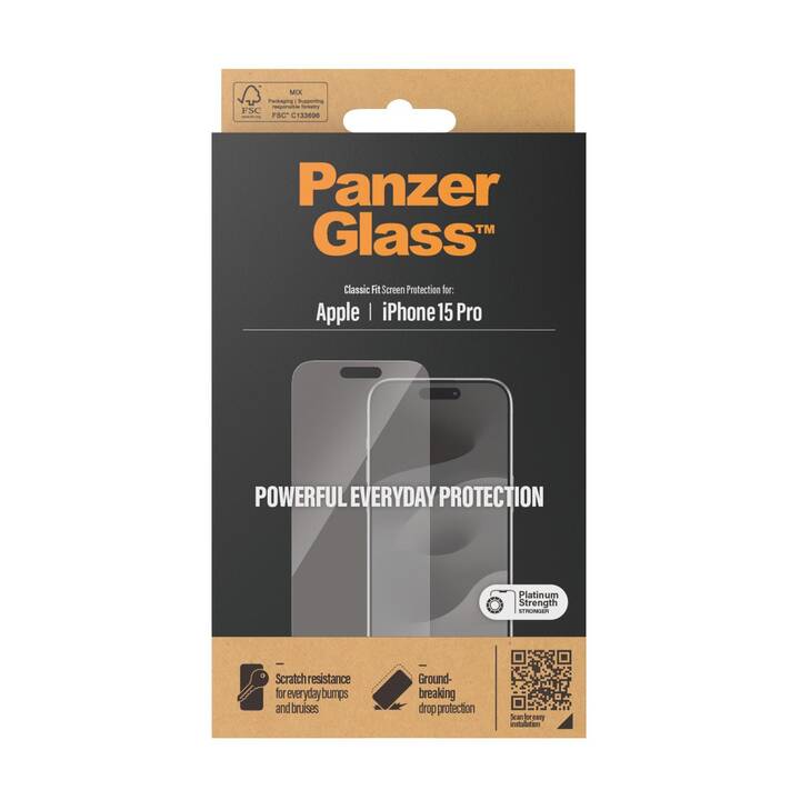 PANZERGLASS Verre de protection d'écran (iPhone 15 Pro, 1 pièce)