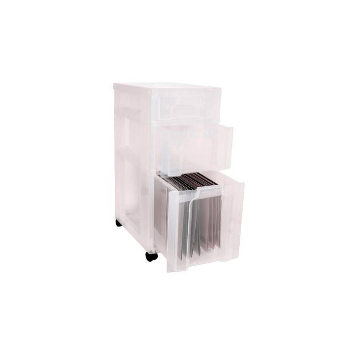 REALLY USEFUL Office Tower Caisson à tiroirs (Transparent, Blanc)