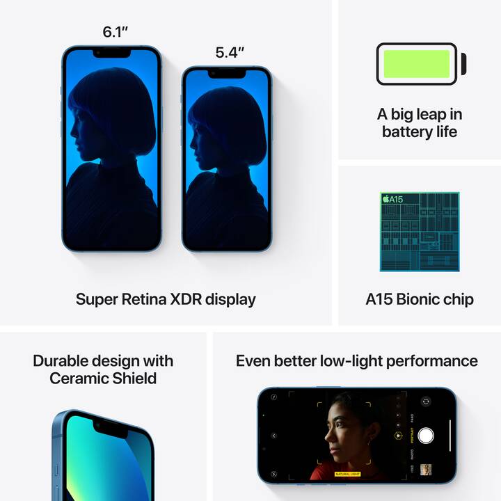 APPLE iPhone 13 (5G, 128 GB, 6.1", 12 MP, Bleu)