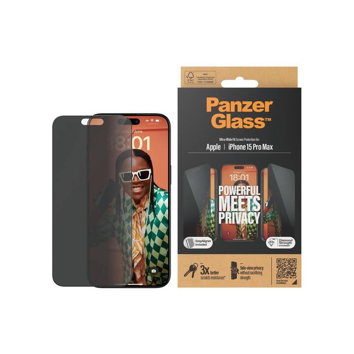 PANZERGLASS Displayschutzglas Ultra Wide Fit (iPhone 15 Pro Max, 1 Stück)