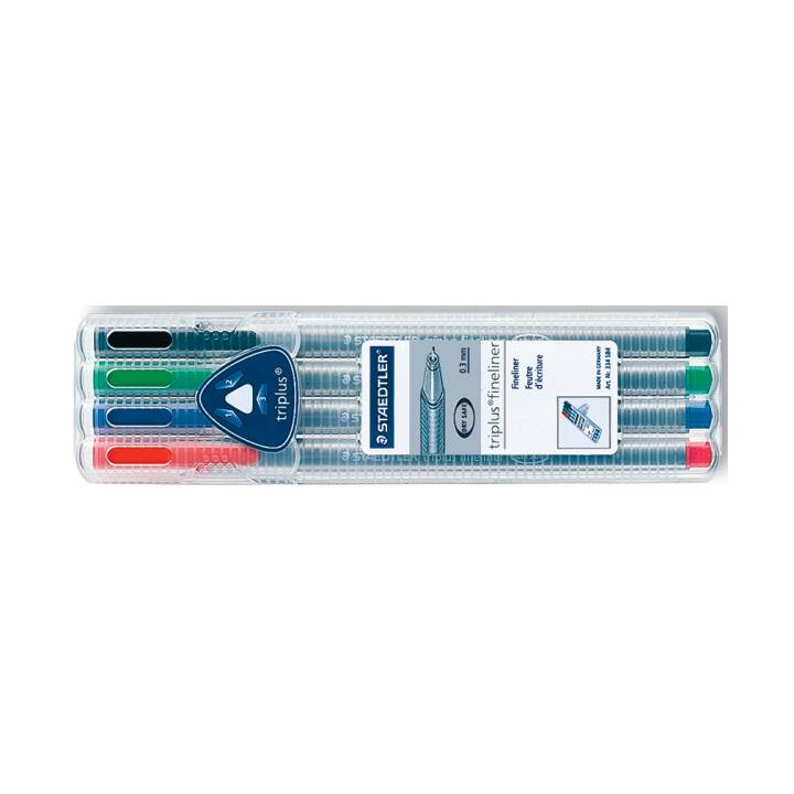 STAEDTLER Penna a fibra (Blu, Verde, Nero, Rosso, 4 pezzo)