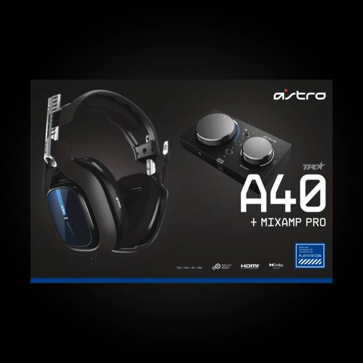 LOGITECH ASTRO A40 TR Headset + MixAmp Pro (Over-Ear, Bleu, Noir)