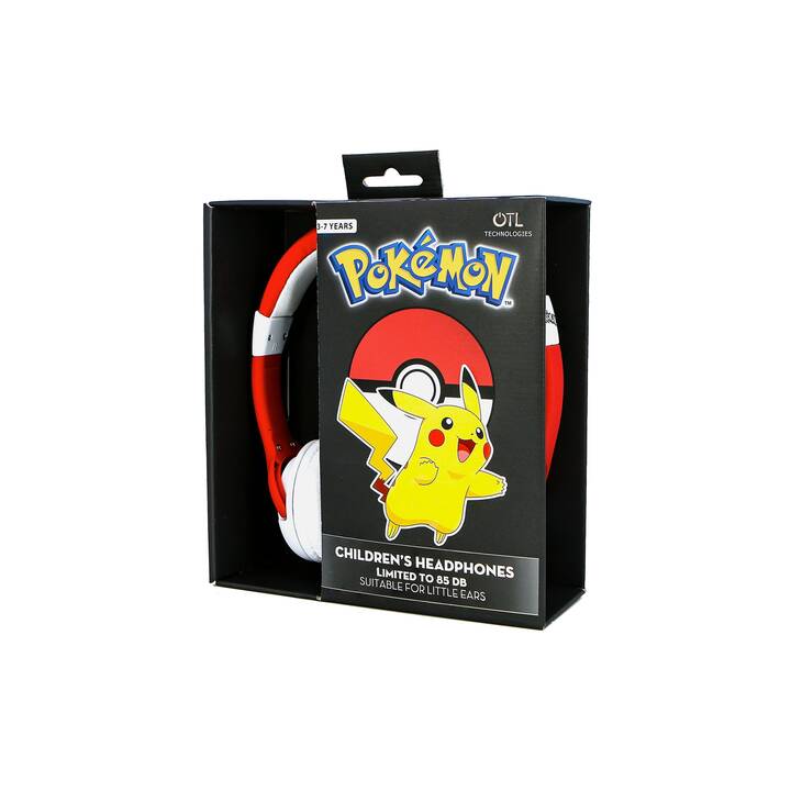 OTL TECHNOLOGIES Pokémon Pokéball Kinderkopfhörer (On-Ear, Rot, Weiss)