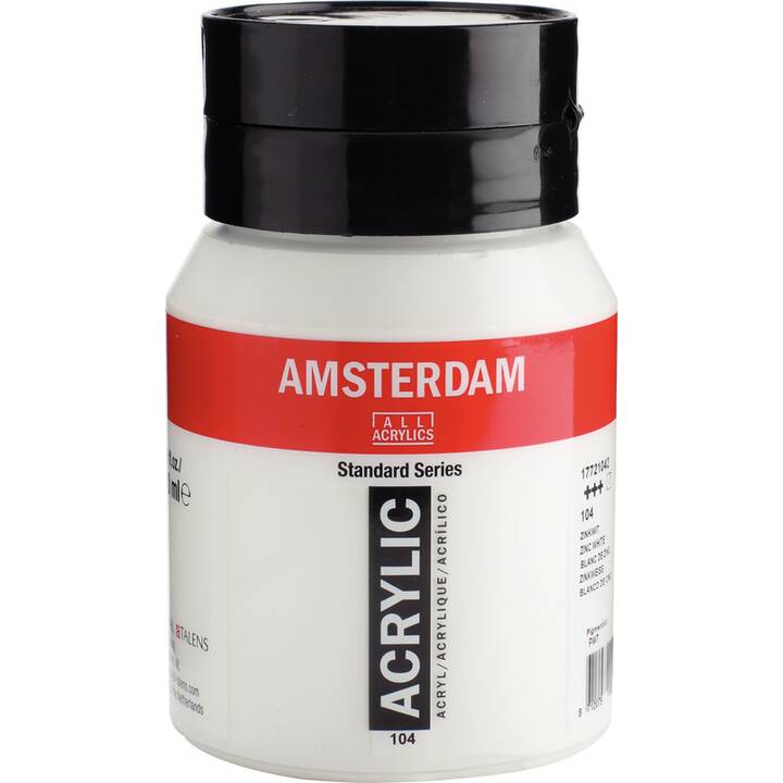 TALENS Couleur acrylique Amsterdam (500 ml, Transparent, Rouge, Blanc)