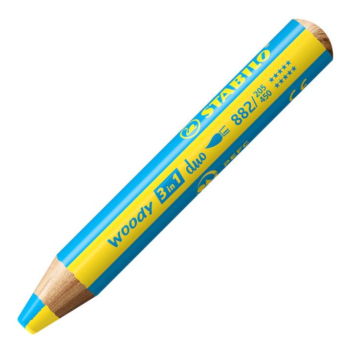 STABILO Crayons de couleur Woody 3 in 1 Duo (Jaune, Bleu, 1 pièce)