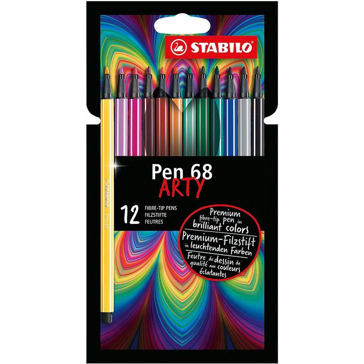 STABILO Pen 68 Arty Crayon feutre (Multicolore, 12 pièce)