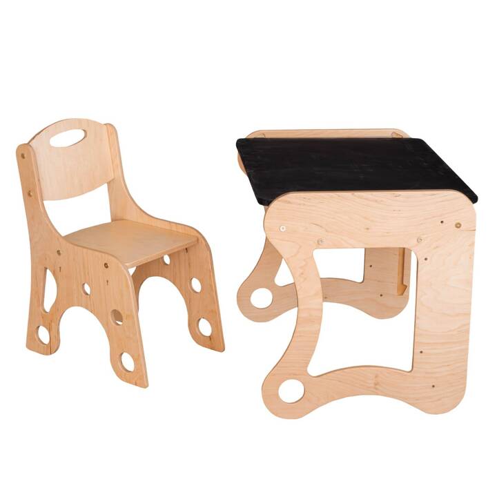 WOODANDHEARTS Set di tavoli e sedie per bambini (Marrone)