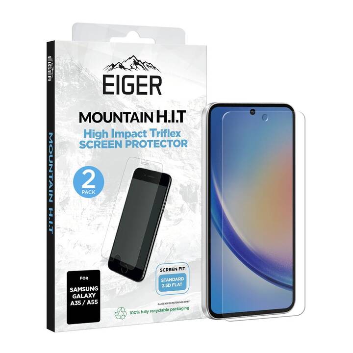 EIGER Displayschutzglas Impact Triflex (Galaxy A35, Galaxy A55, 2 Stück)