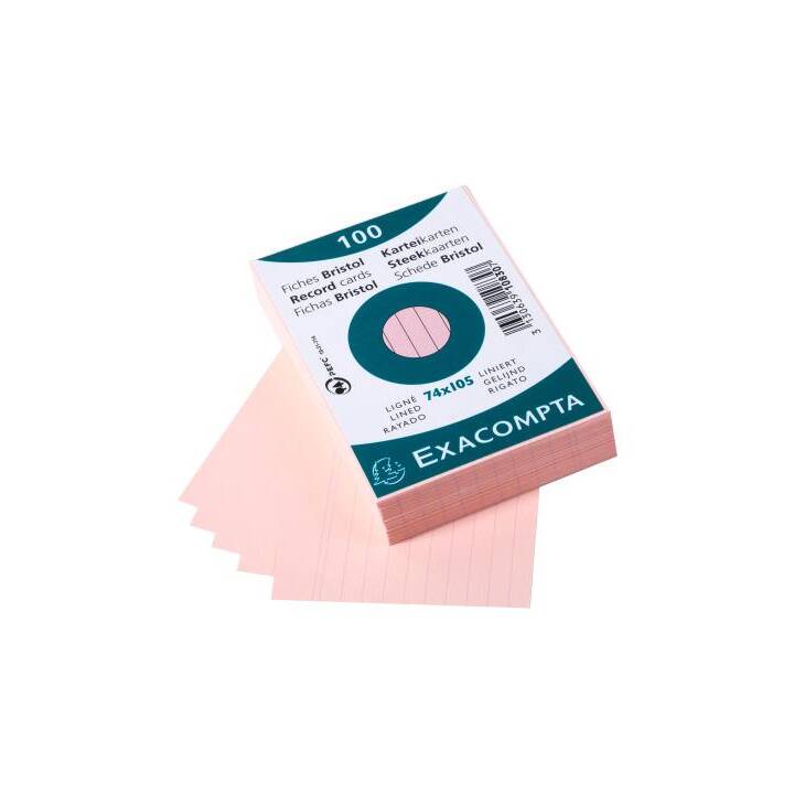 EXACOMPTA Karteikarten (A7, Pink, Liniert, 100 Stück)