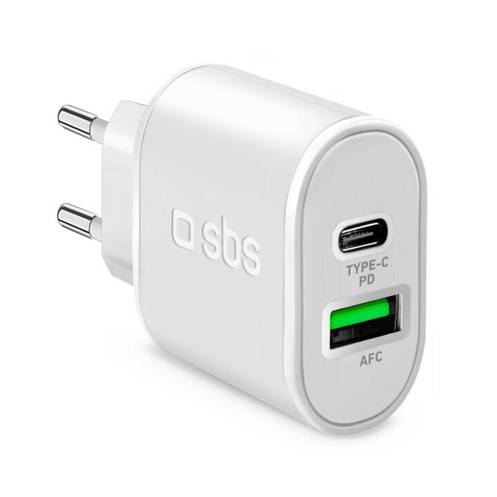SBS Caricabatteria da parete (USB-A, USB-C)