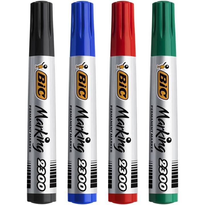 BIC Permanent Marker Making 2300 (Blau, Schwarz, Rot, Grün, 4 Stück)