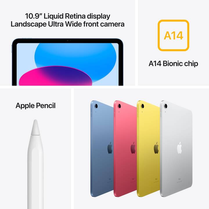 APPLE iPad Wi-Fi 2022 10. Gen. (10.9", 64 GB, Rosa)