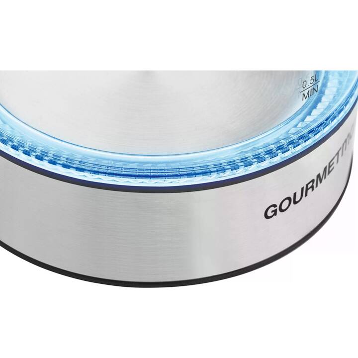 GOURMETMAXX Wasserkocher (1.7 l, Verre, Acier inox, Argent, Transparent)