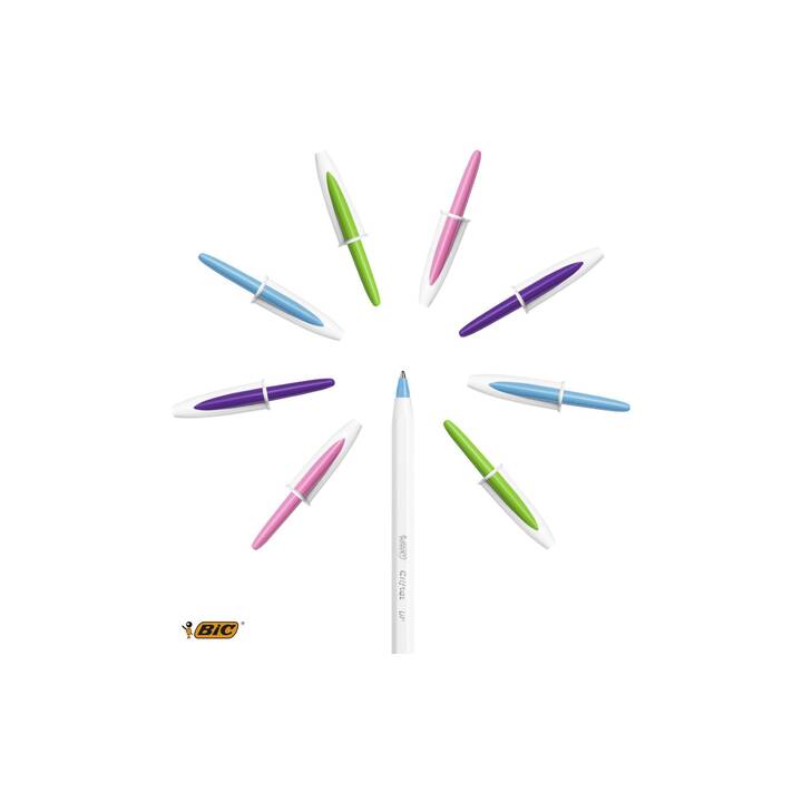 BIC Kugelschreiber Cristal Up (Pink, Blau, Violett, Grün)