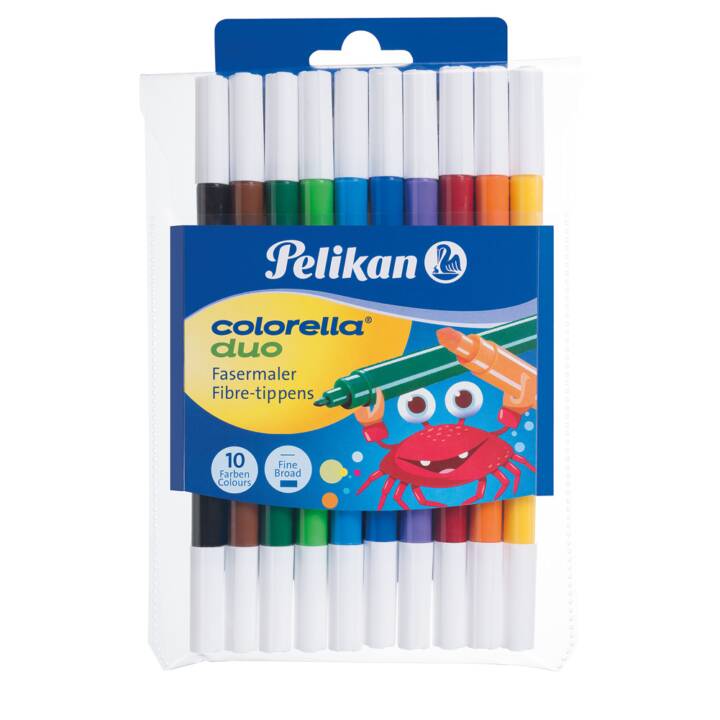 PELIKAN Crayon feutre (Brun, Jaune, Bleu, Mauve, Orange, Vert, Noir, Rouge, 10 pièce)