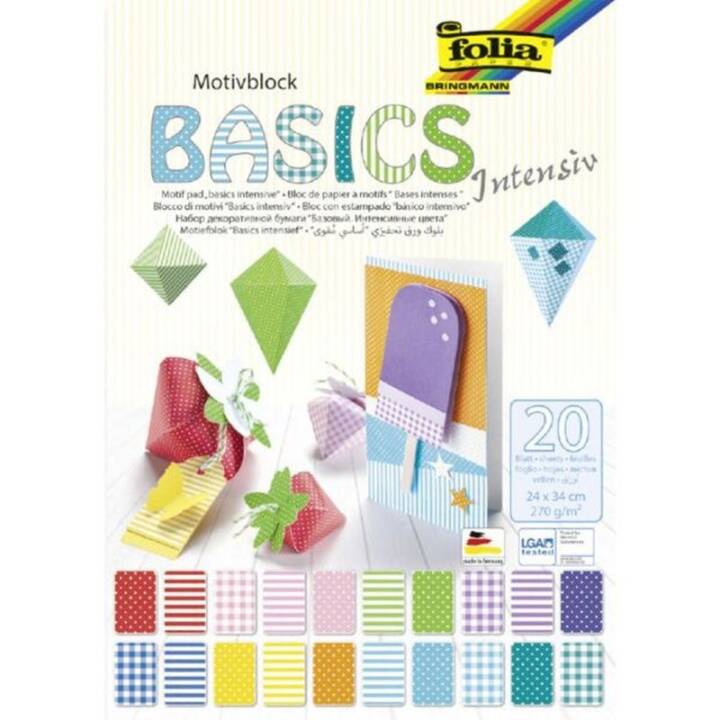 FOLIA Pliage du papier Basics Intensiv (Multicolore, 20 pièce)