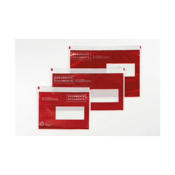 DOCUFIX Pochette courier (C5/6, Transparent, Rouge, 250 pièce)
